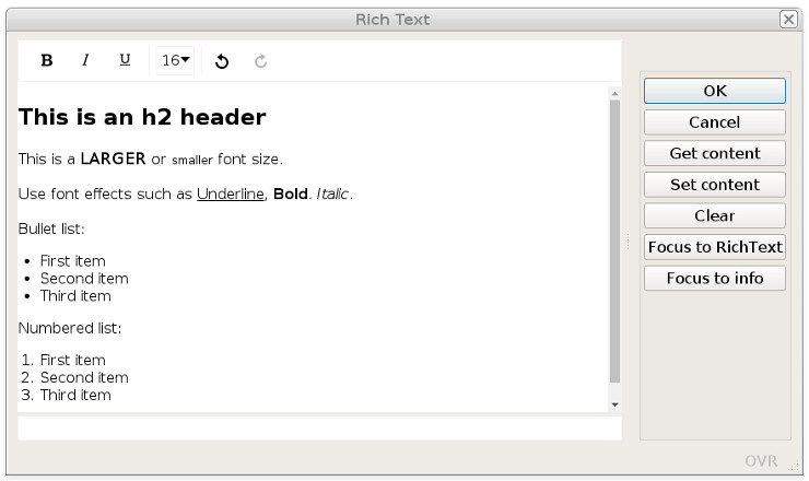 Screenshot of a program using the fglrichtext web component