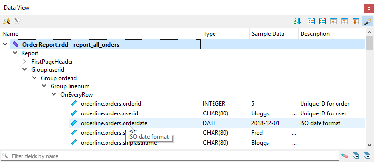 This figure is a screenshot of the Data View.