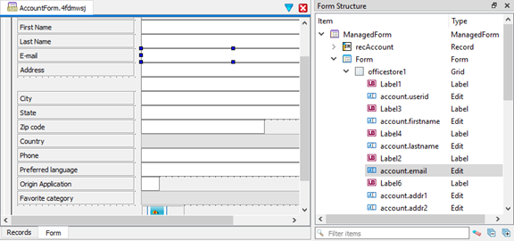 This figure is a screenshot of the Form Structure View.