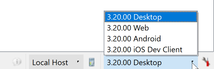 Screen shot showing the configuration combobox, fully extended on a Windows instalation.