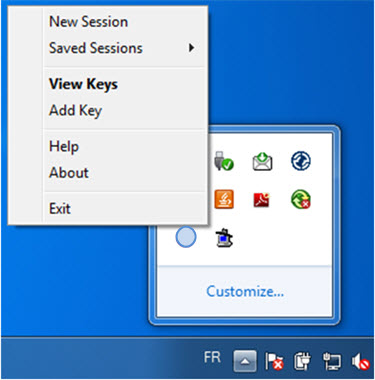 This figure is a screenshot of a Pageant pop-up menu. Add Key is a menu option.